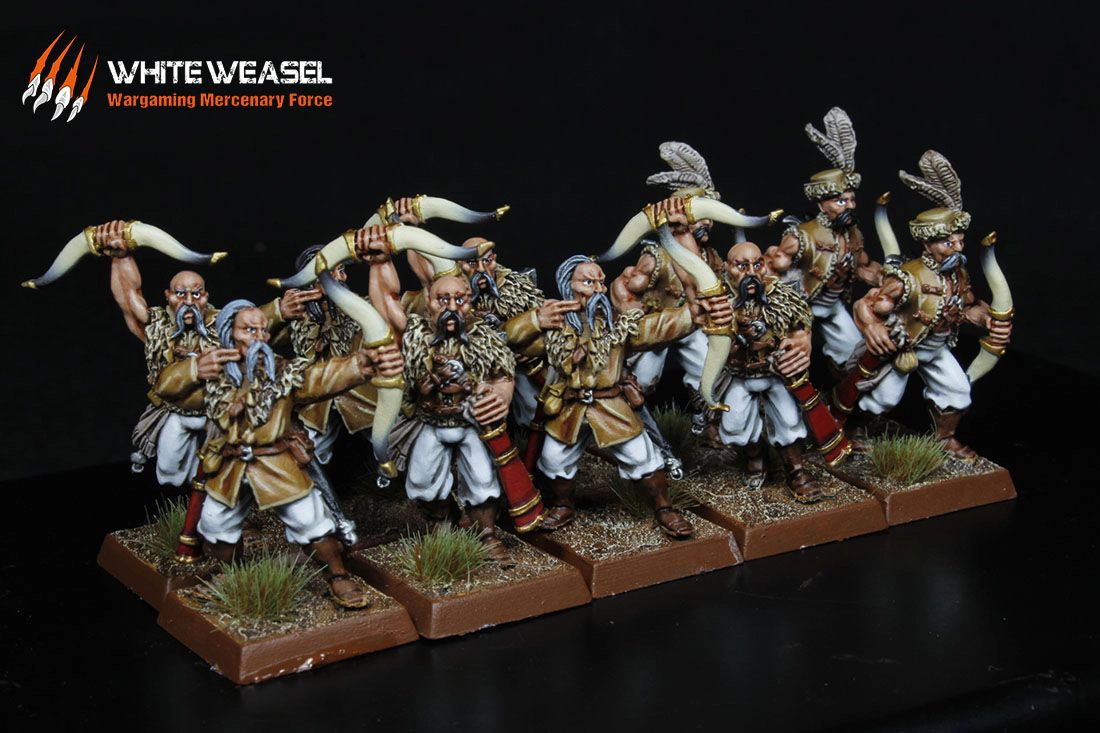 Unidad de Kossars kislevitas convertidos y pintados por el estudio White Weasel Wargaming Mercenary Force